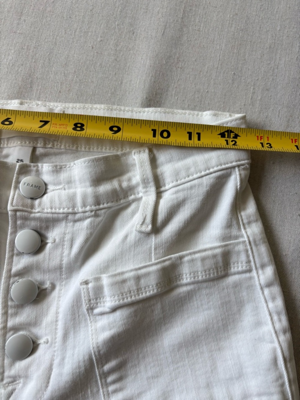 FRAME Le Bardot Crop Flare Jeans White Blanc Mid Rise Size 25 - Picture 7 of 10